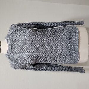 L.L. Bean Signature Fisherman Sweater Cable Knit Gray 100% Cotton size Medium